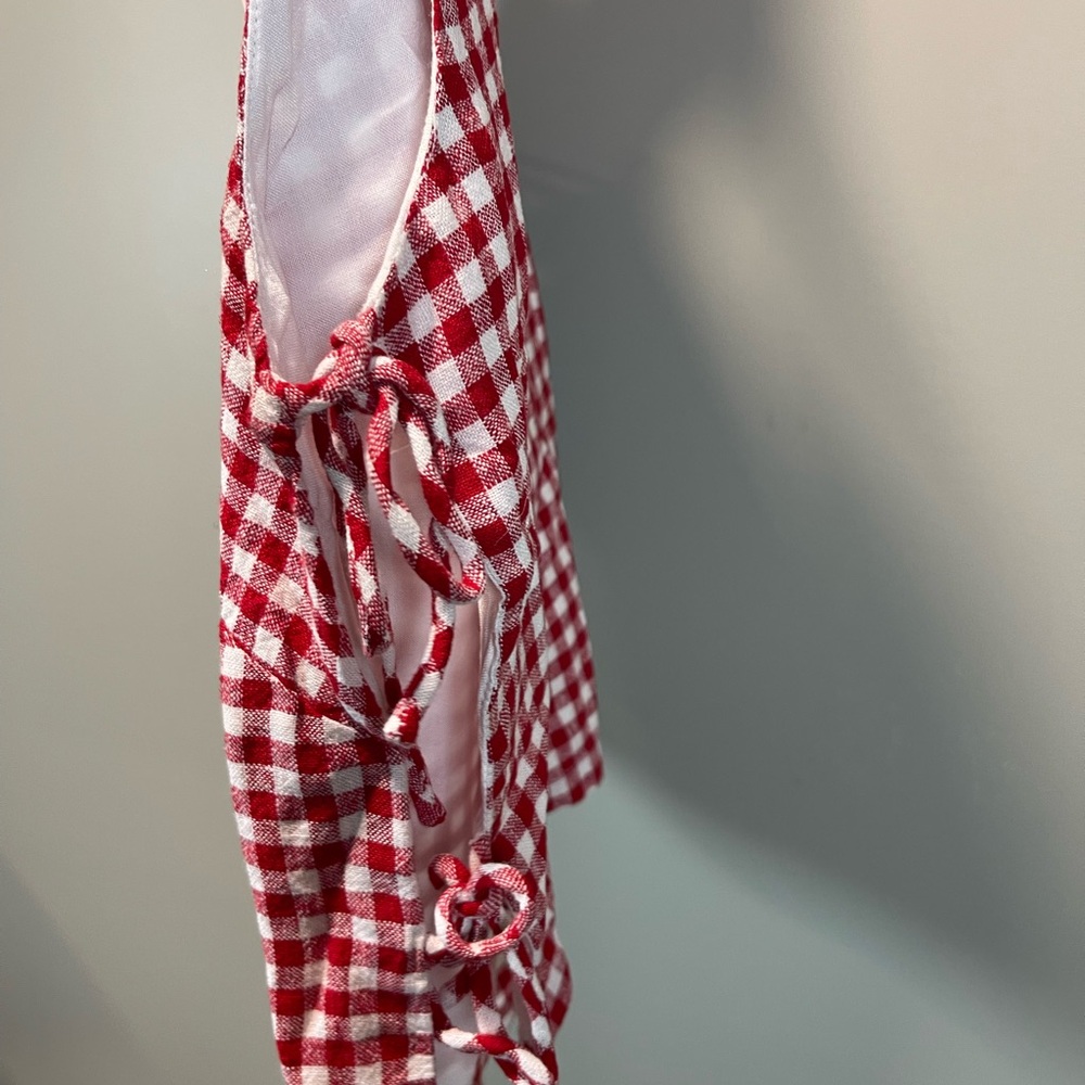 Abercrombie & Fitch Women’s Small Red and White Gingham Side Tie Top Apron - Picture 7 of 8